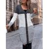 imageSweatyRocks Womens Color Block Button Front V Neck Long Sleeve Cardigan Soft Knit Long Coat SweaterMulticolor