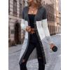 imageSweatyRocks Womens Color Block Button Front V Neck Long Sleeve Cardigan Soft Knit Long Coat SweaterMulticolor