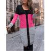 imageSweatyRocks Womens Color Block Button Front V Neck Long Sleeve Cardigan Soft Knit Long Coat SweaterPink and Black