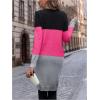 imageSweatyRocks Womens Color Block Button Front V Neck Long Sleeve Cardigan Soft Knit Long Coat SweaterPink and Black