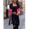 imageSweatyRocks Womens Color Block Button Front V Neck Long Sleeve Cardigan Soft Knit Long Coat SweaterPink and Black