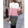 imageSweatyRocks Womens Color Block Button Front V Neck Long Sleeve Cardigan Soft Knit Long Coat SweaterPink and White