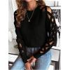 imageSweatyRocks Womens Criss Cross Cut Out Sleeve Round Neck Hollow Out Knit Sweater TopsBlack