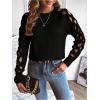 imageSweatyRocks Womens Criss Cross Cut Out Sleeve Round Neck Hollow Out Knit Sweater TopsBlack