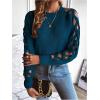 imageSweatyRocks Womens Criss Cross Cut Out Sleeve Round Neck Hollow Out Knit Sweater TopsBlue