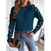 imageSweatyRocks Womens Criss Cross Cut Out Sleeve Round Neck Hollow Out Knit Sweater TopsBlue