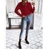 imageSweatyRocks Womens Criss Cross Cut Out Sleeve Round Neck Hollow Out Knit Sweater TopsBurgundy