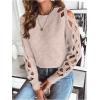 imageSweatyRocks Womens Criss Cross Cut Out Sleeve Round Neck Hollow Out Knit Sweater TopsDusty Pink