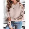 imageSweatyRocks Womens Criss Cross Cut Out Sleeve Round Neck Hollow Out Knit Sweater TopsDusty Pink