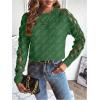 imageSweatyRocks Womens Criss Cross Cut Out Sleeve Round Neck Hollow Out Knit Sweater TopsGreen