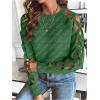 imageSweatyRocks Womens Criss Cross Cut Out Sleeve Round Neck Hollow Out Knit Sweater TopsGreen