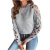 imageSweatyRocks Womens Criss Cross Cut Out Sleeve Round Neck Hollow Out Knit Sweater TopsGrey