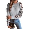 imageSweatyRocks Womens Criss Cross Cut Out Sleeve Round Neck Hollow Out Knit Sweater TopsGrey