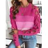 imageSweatyRocks Womens Criss Cross Cut Out Sleeve Round Neck Hollow Out Knit Sweater TopsPink