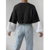 imageSweatyRocks Womens Graphic Embroidery Long Sleeve Loose Cardigan Open Front Knit Cardigan Crop SweaterBlack White