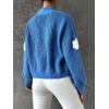 imageSweatyRocks Womens Graphic Embroidery Long Sleeve Loose Cardigan Open Front Knit Cardigan Crop SweaterBlue White