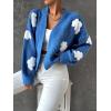 imageSweatyRocks Womens Graphic Embroidery Long Sleeve Loose Cardigan Open Front Knit Cardigan Crop SweaterBlue White