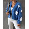 imageSweatyRocks Womens Graphic Embroidery Long Sleeve Loose Cardigan Open Front Knit Cardigan Crop SweaterBlue White