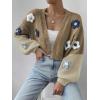 imageSweatyRocks Womens Graphic Embroidery Long Sleeve Loose Cardigan Open Front Knit Cardigan Crop SweaterCoffee Brown