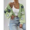 imageSweatyRocks Womens Graphic Embroidery Long Sleeve Loose Cardigan Open Front Knit Cardigan Crop SweaterGreen