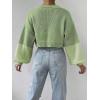 imageSweatyRocks Womens Graphic Embroidery Long Sleeve Loose Cardigan Open Front Knit Cardigan Crop SweaterGreen