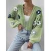 imageSweatyRocks Womens Graphic Embroidery Long Sleeve Loose Cardigan Open Front Knit Cardigan Crop SweaterGreen
