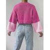 imageSweatyRocks Womens Graphic Embroidery Long Sleeve Loose Cardigan Open Front Knit Cardigan Crop SweaterHot Pink