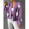 imageSweatyRocks Womens Graphic Embroidery Long Sleeve Loose Cardigan Open Front Knit Cardigan Crop SweaterMauve Purple