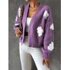 imageSweatyRocks Womens Graphic Embroidery Long Sleeve Loose Cardigan Open Front Knit Cardigan Crop SweaterMauve Purple