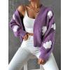 imageSweatyRocks Womens Graphic Embroidery Long Sleeve Loose Cardigan Open Front Knit Cardigan Crop SweaterMauve Purple