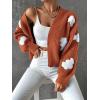 imageSweatyRocks Womens Graphic Embroidery Long Sleeve Loose Cardigan Open Front Knit Cardigan Crop SweaterOrange