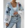 imageSweatyRocks Womens Graphic Embroidery Long Sleeve Loose Cardigan Open Front Knit Cardigan Crop SweaterPale Blue