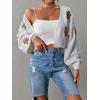 imageSweatyRocks Womens Graphic Embroidery Long Sleeve Loose Cardigan Open Front Knit Cardigan Crop SweaterWhite