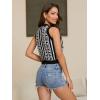 imageSweatyRocks Womens High Neck Button Graphic Sleeveless Knit Sweater Tank Tops Crop TopBlack B