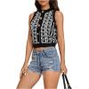 imageSweatyRocks Womens High Neck Button Graphic Sleeveless Knit Sweater Tank Tops Crop TopBlack B