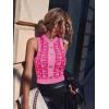 imageSweatyRocks Womens High Neck Button Graphic Sleeveless Knit Sweater Tank Tops Crop TopHot Pink