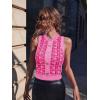 imageSweatyRocks Womens High Neck Button Graphic Sleeveless Knit Sweater Tank Tops Crop TopHot Pink