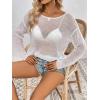 imageSweatyRocks Womens Long Sleeve Boat Neck Drop Shoulder Loose Fit Pullover Sheer SweaterWhite