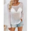 imageSweatyRocks Womens Long Sleeve Boat Neck Drop Shoulder Loose Fit Pullover Sheer SweaterWhite