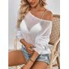 imageSweatyRocks Womens Long Sleeve Boat Neck Drop Shoulder Loose Fit Pullover Sheer SweaterWhite