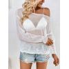 imageSweatyRocks Womens Long Sleeve Boat Neck Drop Shoulder Loose Fit Pullover Sheer SweaterWhite