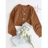 imageSweatyRocks Womens Long Sleeve Button Front V Neck Soft Knit Cardigan SweatersBrown