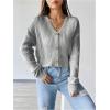 imageSweatyRocks Womens Long Sleeve Button Front V Neck Soft Knit Cardigan SweatersGrey