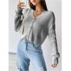 imageSweatyRocks Womens Long Sleeve Button Front V Neck Soft Knit Cardigan SweatersGrey