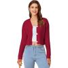 imageSweatyRocks Womens Long Sleeve Button Front V Neck Soft Knit Cardigan SweatersSolid Red