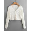 imageSweatyRocks Womens Long Sleeve Button Front V Neck Soft Knit Cardigan SweatersSolid White