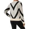imageSweatyRocks Womens Patterned Fuzzy Knit Business Sweater Long Sleeve Chunky Loose Fit Pullover TopBlack and Beige