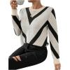 imageSweatyRocks Womens Patterned Fuzzy Knit Business Sweater Long Sleeve Chunky Loose Fit Pullover TopBlack and Beige