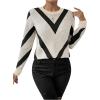 imageSweatyRocks Womens Patterned Fuzzy Knit Business Sweater Long Sleeve Chunky Loose Fit Pullover TopBlack and Beige
