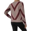 imageSweatyRocks Womens Patterned Fuzzy Knit Business Sweater Long Sleeve Chunky Loose Fit Pullover TopRed and Khaki